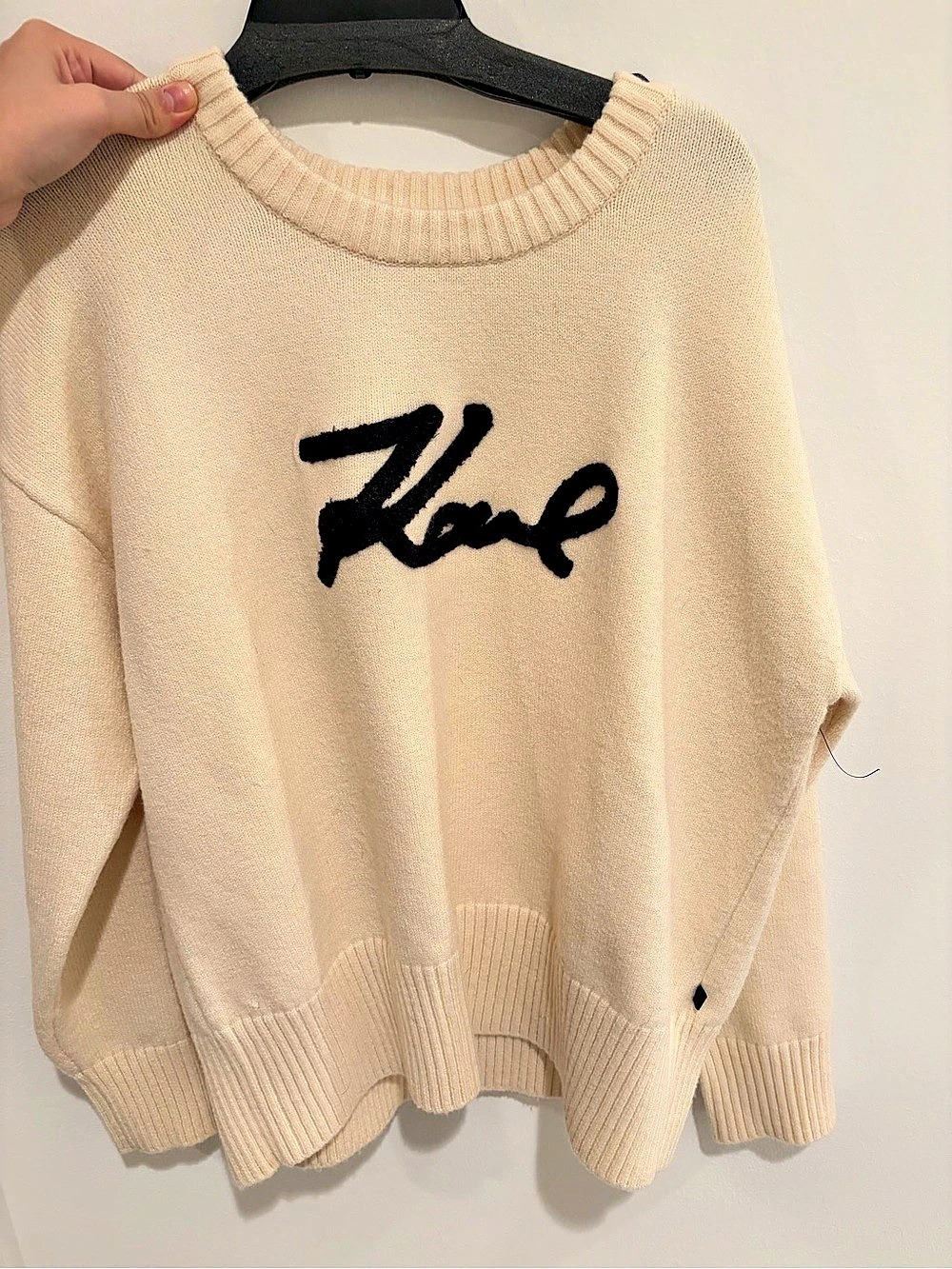 Karl Lagerfeld Logo Sweater Logo Crewneck Sweater Cream Size Medium